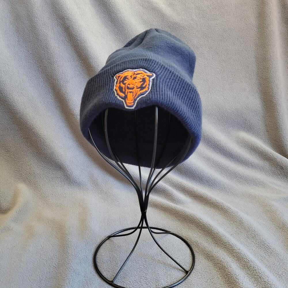 CHICAGO BEARS Beanie Hat Cap One Size Navy Blue Orange Embroidered Logo NFL